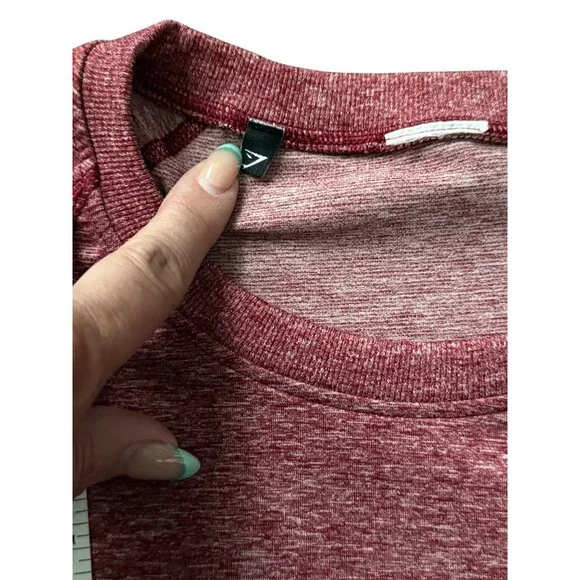 Gymshark Set Adapt Ombre Seamless Leggings & Long Sleeve Crop Top Burgundy Mediu - Picture 5 of 16